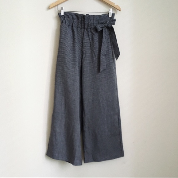 NWT Black/grey houndstooth paper-bag pants - Picture 8 of 8